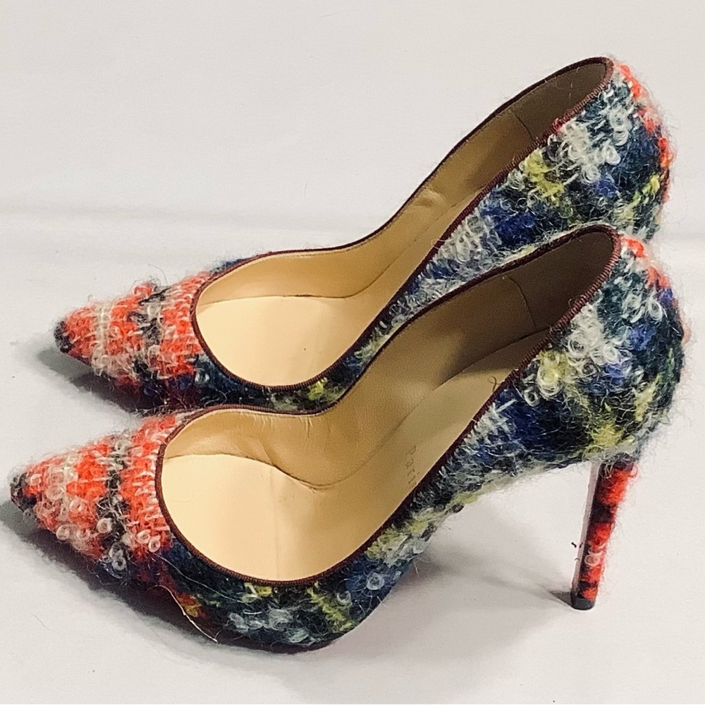 Christian Louboutin Pigalle Follies Tweed Bouclette 100 Multicolour Printed Pump